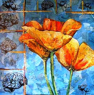 california poppies brain collage art