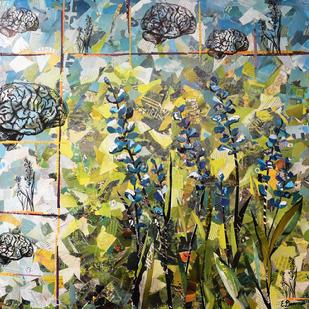 blue lupines brain collage art