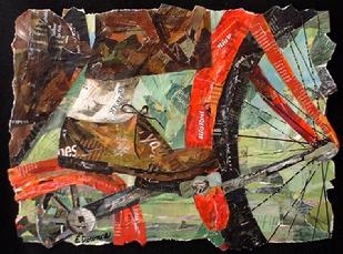bicycle red collage art