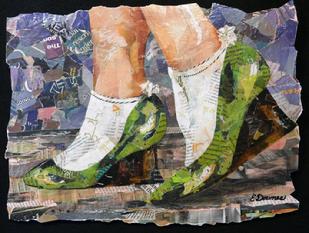 bobby socks, green heels collage