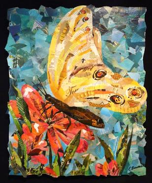 yellow butterfly collage art