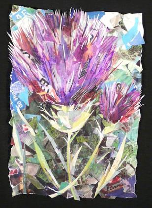 purple thistle collage art