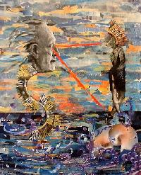 Eileen Downes artist collage conceptual surrealistic seascape torn paper painting