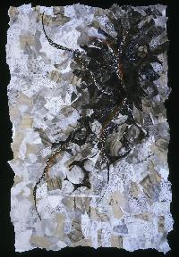 Eileen Downes artist collage abstract torn paper painting black and white