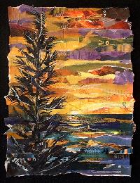 Eileen Downes artist collage colorful landscape ocean scene painting