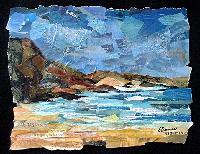 Eileen Downes artist collage landscape seascape torn paper painting