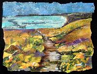 Eileen Downes artist collage landscape colorful seascape torn paper painting