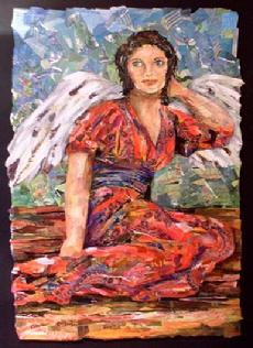 collage, angel, gate house inn, jackson, california, eileen downes custom comissioned artwork