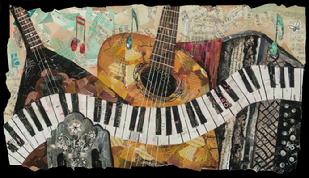 Music sacramento california torn paper collage eileen downes